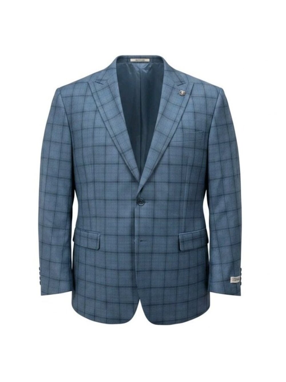 Stacy Adams Windowpane Plaid Blazer Suit Jacket Blue 52R Formal Double Vented